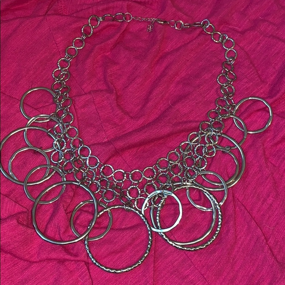 Silver plated circle necklace